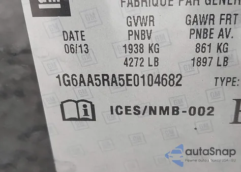 2014 Cadillac Ats Standard из США, поврежденный, VIN 1G6AA5RA5E0104682